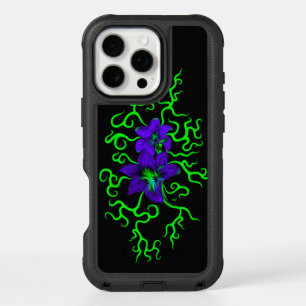 Purple Lily Flower on black iPhone 16 Pro Max Case