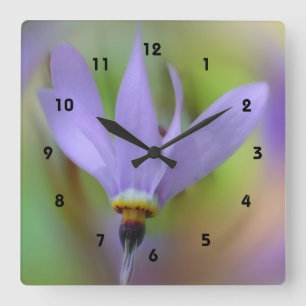 Purple Lily Flower Square Wall Clock