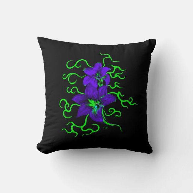 purple lily flower throw pillow (Front)