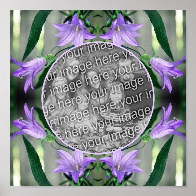 Purple Lily Flowers Frame Create Your Own Photo Poster (Front)