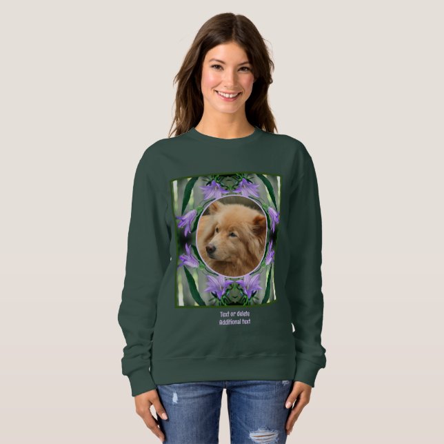 Purple Lily Flowers Frame Create Your Own Photo Sweatshirt (Front Full)