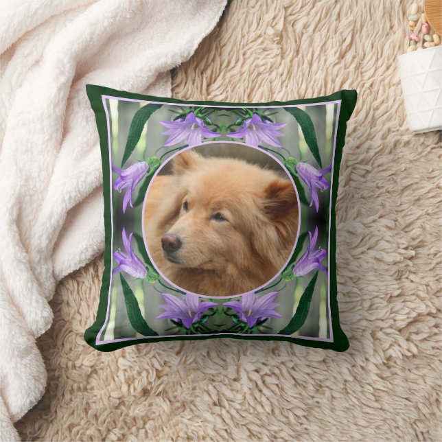 Purple Lily Flowers Frame Create Your Own Photo Throw Pillow (Blanket)