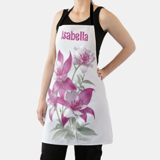 Purple Lily Flowers Personalized Apron (Insitu)