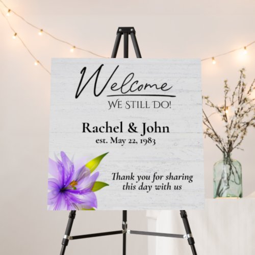 Purple Lily On White Wood for Vow Renewal Foam Board