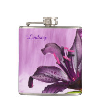Purple Lily with Waterfall Hip Flask Purple Lily with Waterfall Hip Flask
