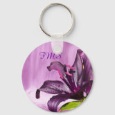 Purple Lily with Waterfall Keychain, Zazzle