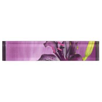 Purple Lily With Waterfall Name Plate by FunWithFibro at Zazzle