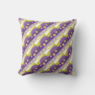 Purple Lime Gray Abstract Print Throw Pillow
