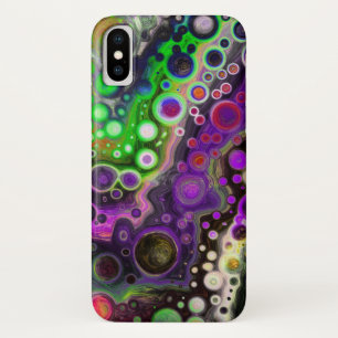Purple, Lime Green, Black Fluid Art iPhone X Case
