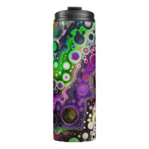 Purple, Lime Green, Black Fluid Art Thermal Tumbler