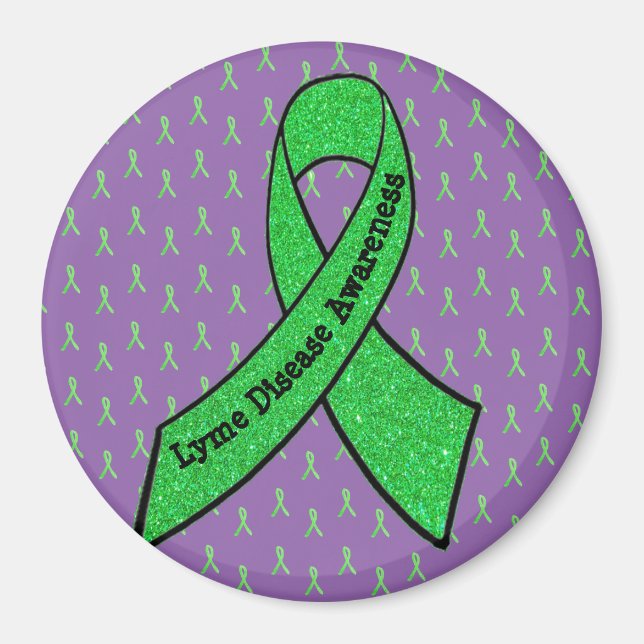 Purple & Lime Green Lyme Disease Awareness Magnet (Front)