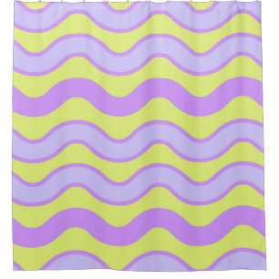 Purple Lime Groovy Stripe Modern Spring Summer  Shower Curtain
