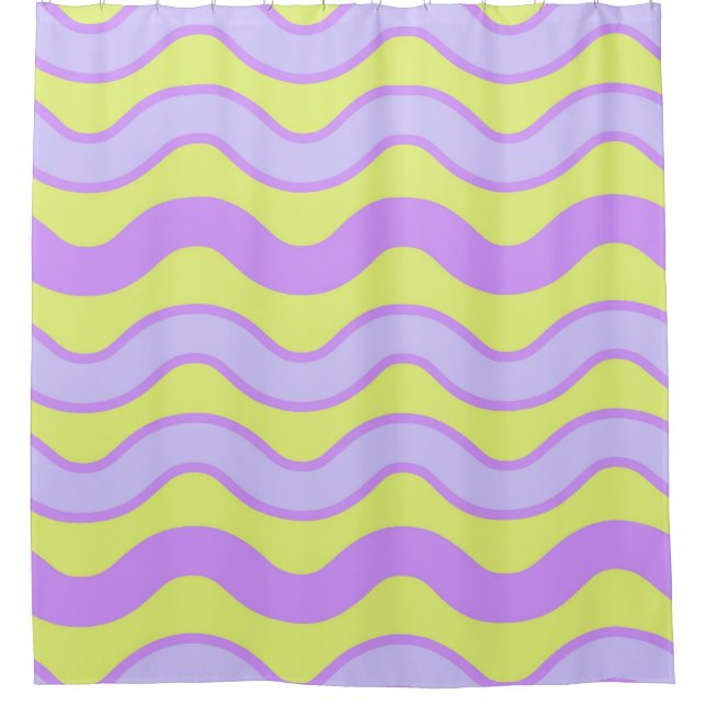 Purple Lime Groovy Stripe Modern Spring Summer  Shower Curtain (Front)
