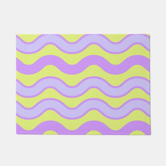 Purple Lime Groovy Stripe Spring Summer Modern  Doormat (Front)