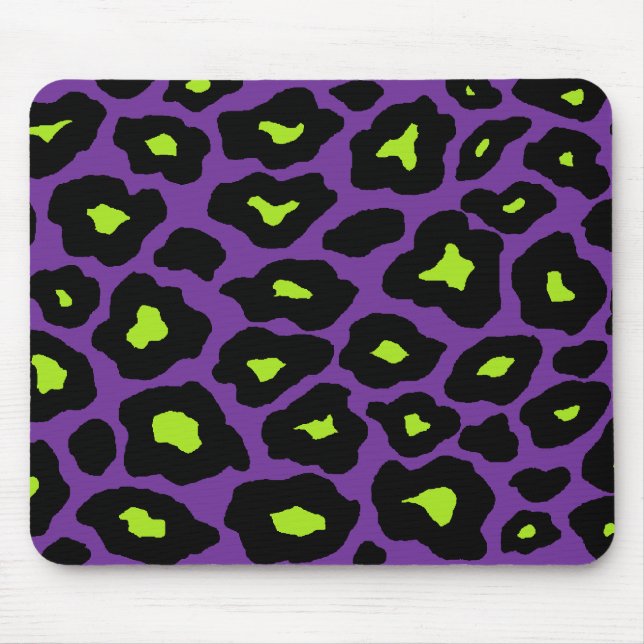 Purple & Lime Leopard Mouse Pad (Front)