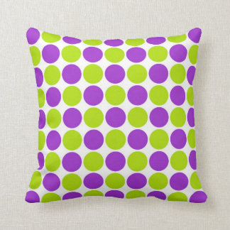 Purple & Lime Polka Dots Throw Pillow
