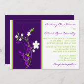 Purple, Lime, White Floral Wedding Invitation (Front/Back)