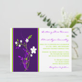 Purple, Lime, White Floral Wedding Invitation (Standing Front)