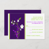 Purple, Lime, White Floral Wedding RSVP Card (Front/Back)