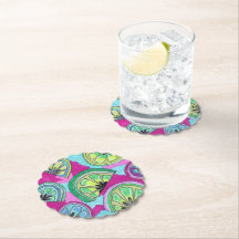 Purple Limey Scalloped Paper Coaster