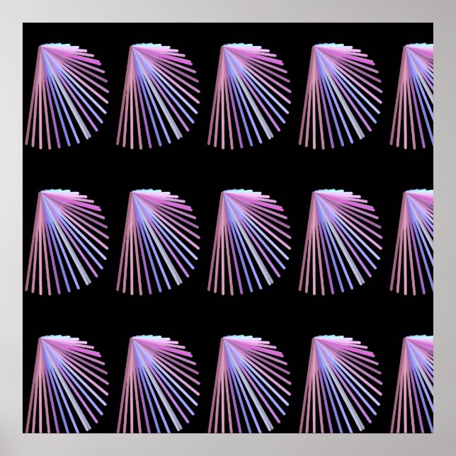 Purple Line Art Beach Seashell Design Poster (Front)