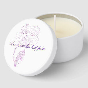 Purple Line Art Floral "Let Miracles Happen" Soy Mini Candle Favors