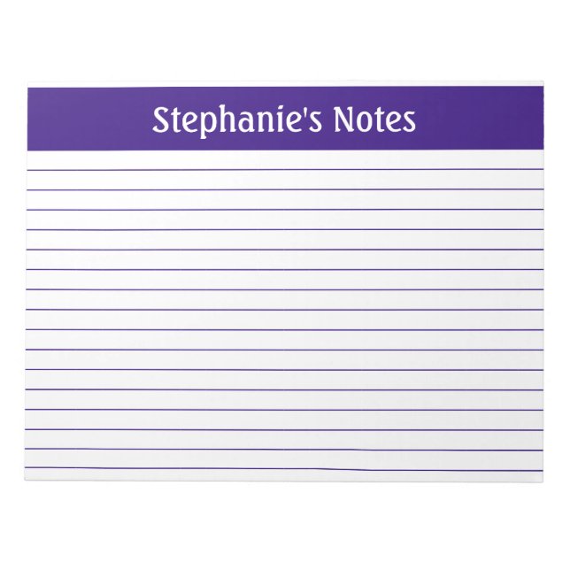 Purple Lined 11 x 8.5 Landscape Personalized Notepad (Front)