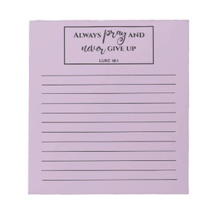 Purple Lined Bible Verse Prayer List Notepad