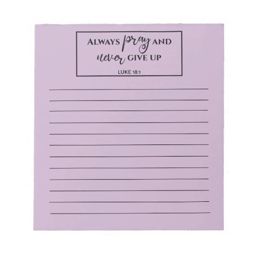 Purple Lined Bible Verse Prayer List Notepad