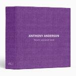 Purple Linen Texture  3 Ring Binder