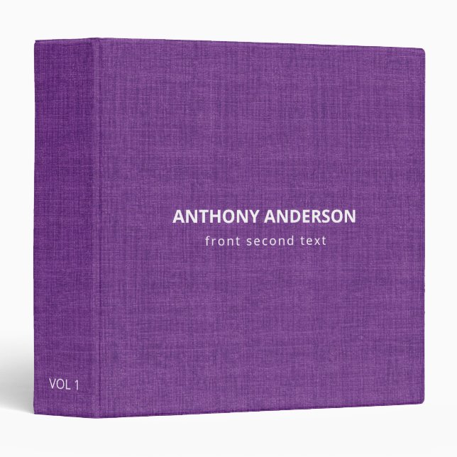 Purple Linen Texture  3 Ring Binder (Front/Spine)
