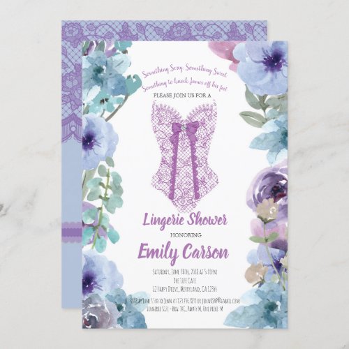 Purple lingerie shower Elegant bridal party Invitation