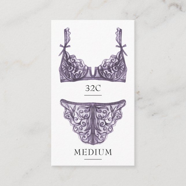 Purple Lingerie Size Insert Card (Front)