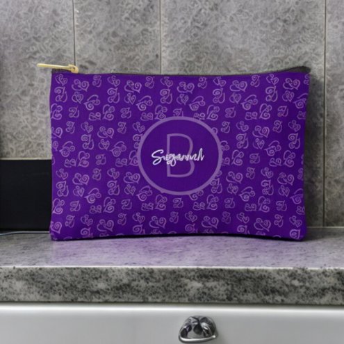 Purple Linked Heart Pattern on Dark Purple Custom