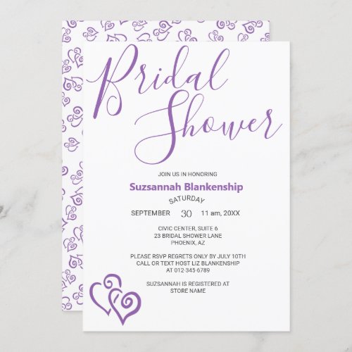 Purple Linked Hearts Bridal Shower Template