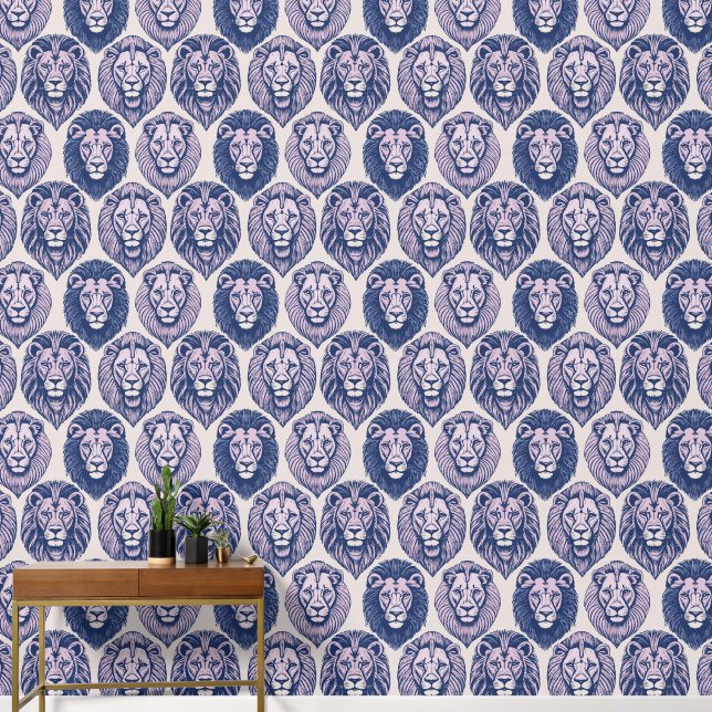 Purple Lion Heads Wallpaper (Hallway)