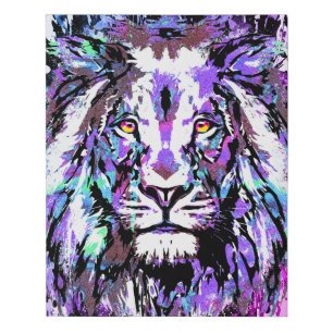 Purple Lion Portrait Drawing - Lion Canvas Art