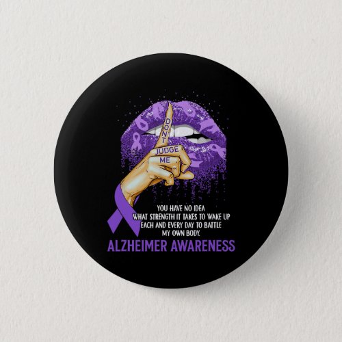 Purple Lips Alzheimerheimer Awareness Ribbon Dont Button