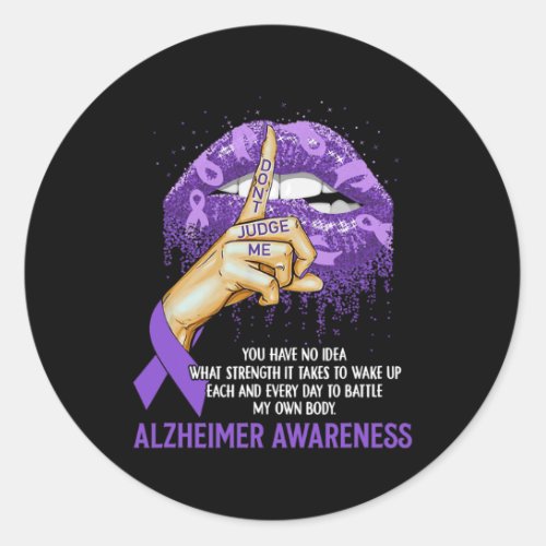 Purple Lips Alzheimerheimer Awareness Ribbon Dont Classic Round Sticker