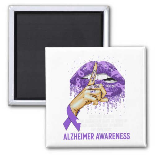 Purple Lips Alzheimerheimer Awareness Ribbon Dont Magnet