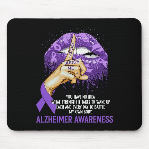 Purple Lips Alzheimerheimer Awareness Ribbon Dont Mouse Pad