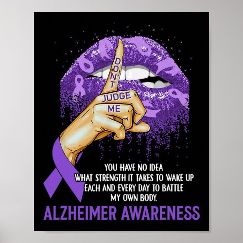 Purple Lips Alzheimerheimer Awareness Ribbon Dont Poster