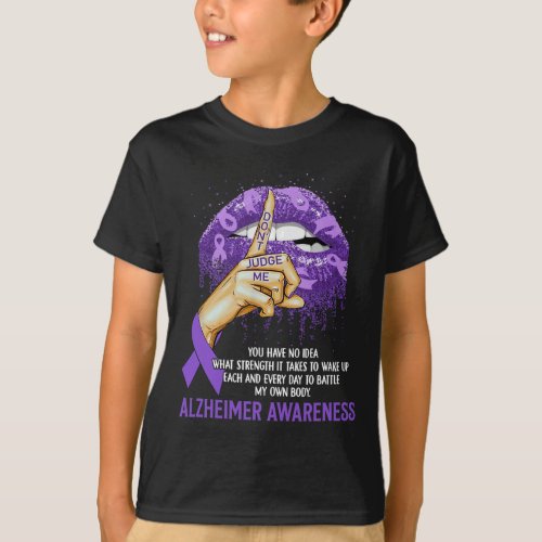 Purple Lips Alzheimerheimer Awareness Ribbon Dont T_Shirt