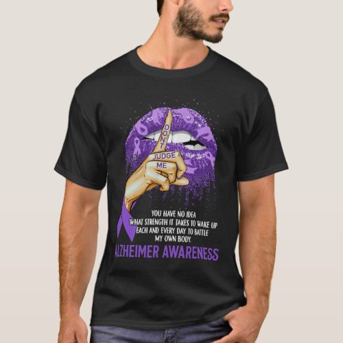 Purple Lips Alzheimerheimer Awareness Ribbon Dont T_Shirt