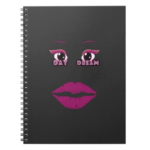 Purple Lips  Day Dream  text with purple eyes  Notebook