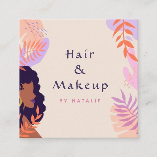 Purple Lips  Hair Girl Makeup Artist Social Media Square Business Card