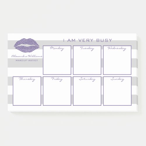 Purple Lips Modern Beauty Chic Weekly Calendar Post_it Notes