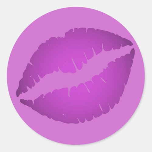 Purple Lipstick Classic Round Sticker