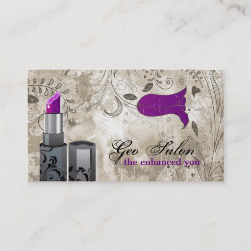 Customizable Purple Lipstick Makeup Artist Salon Business Card