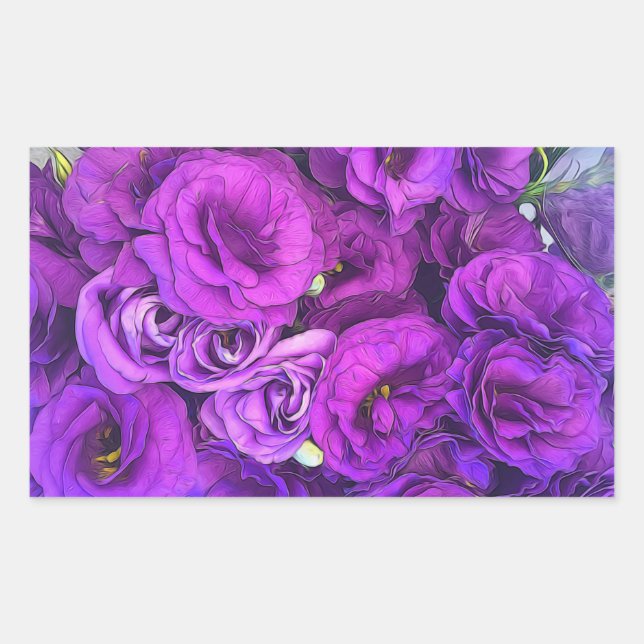 Purple Lisianthus Flowers Rectangular Sticker (Front)